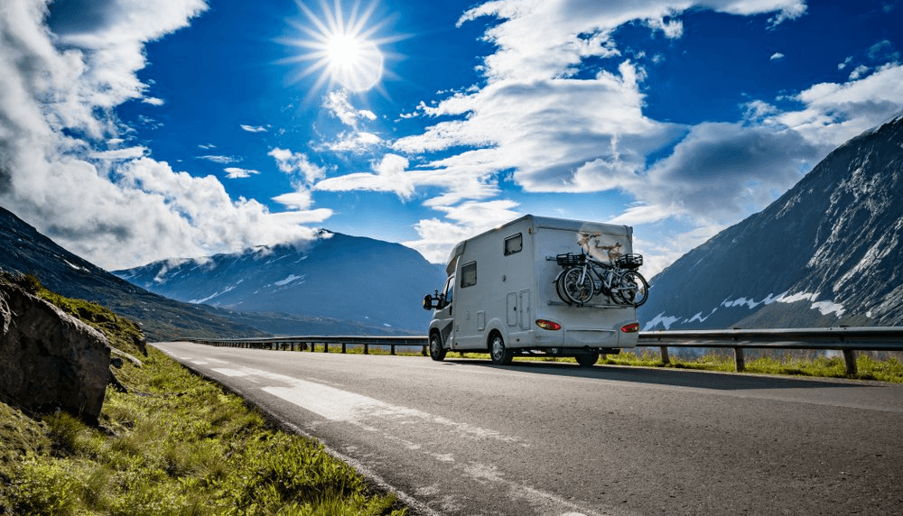 RV on a sunny day road trip
